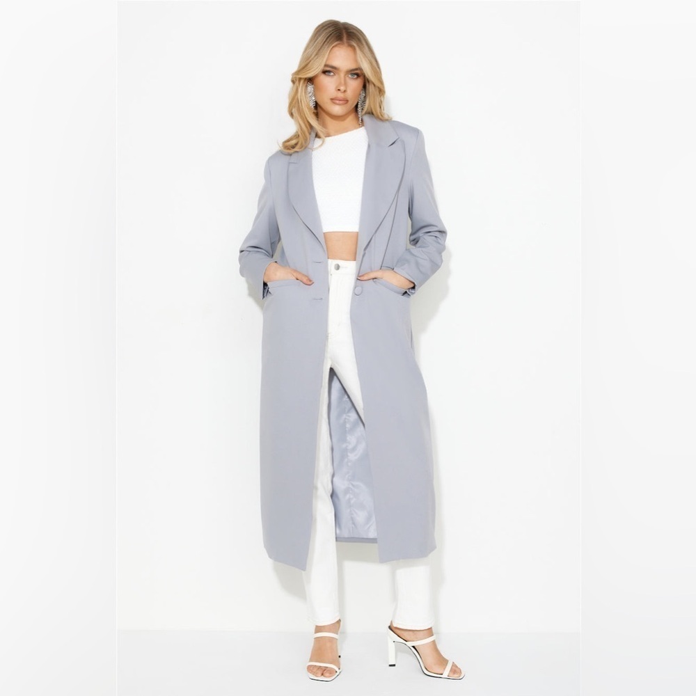 SYNDY's Grey Noella Long Blazer Size XS NWT Brand New